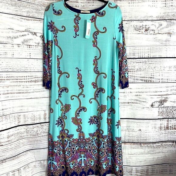 Gilli Dress Womens size large shift Colbie jersey Paisley Made in USA light New - Picture 3 of 10